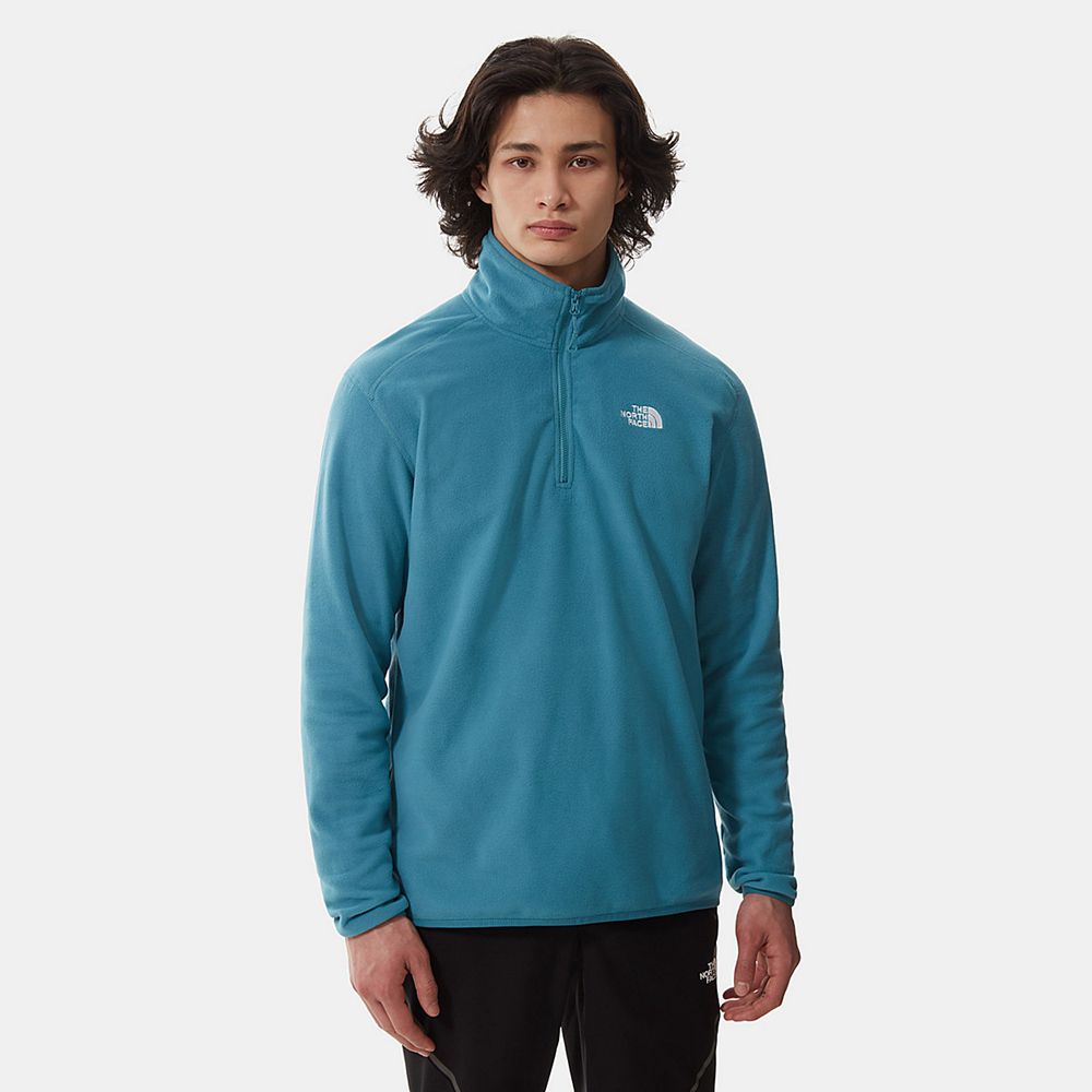 The North Face Fleece Mens Australia - The North Face 100 Glacier Quarter-Zip Blue Hiking (YJC-20319